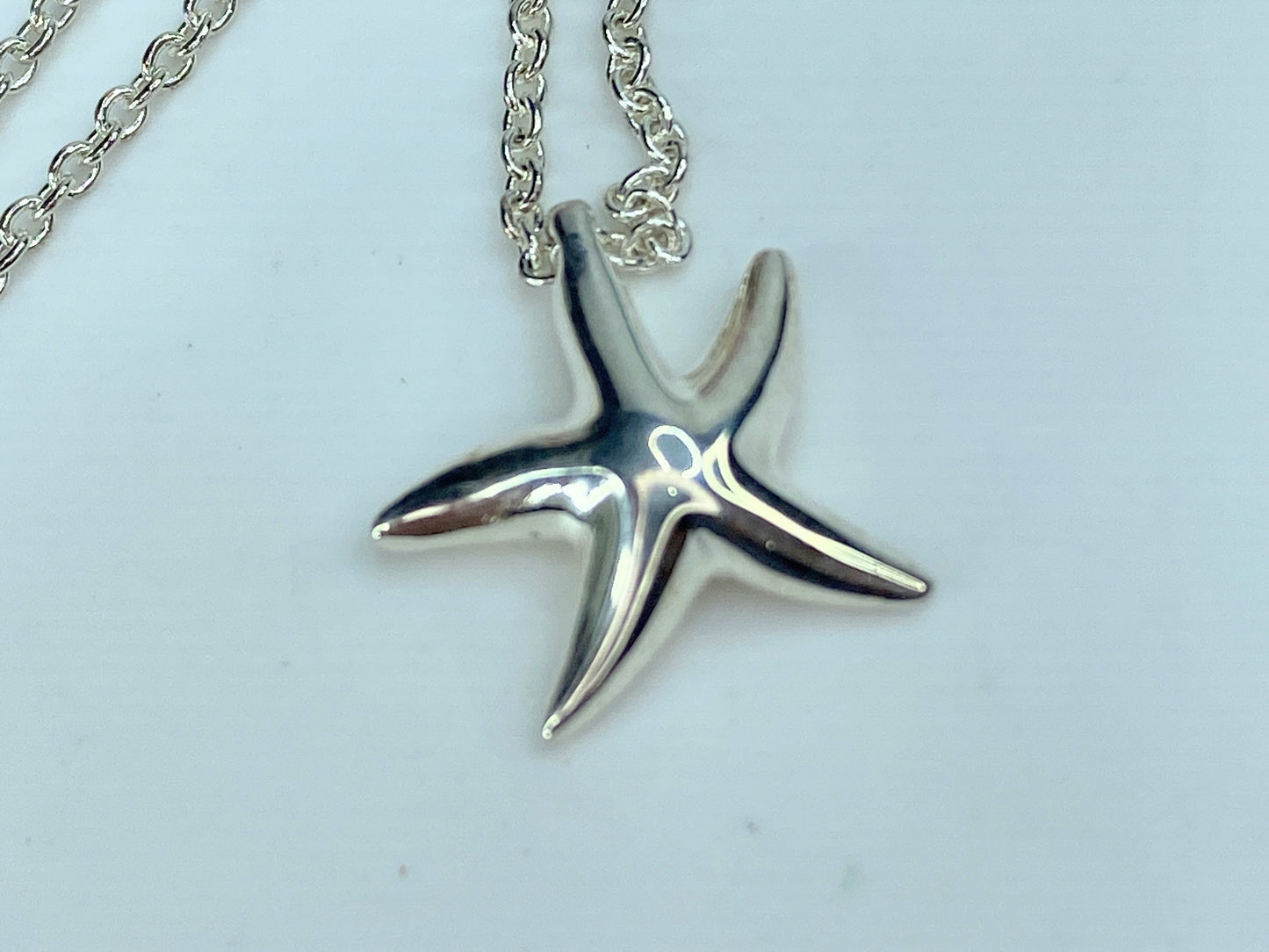 Tiffany & Co. Elsa Peretti Silver small  Starfish Pendant Necklace 16.5" JR9912