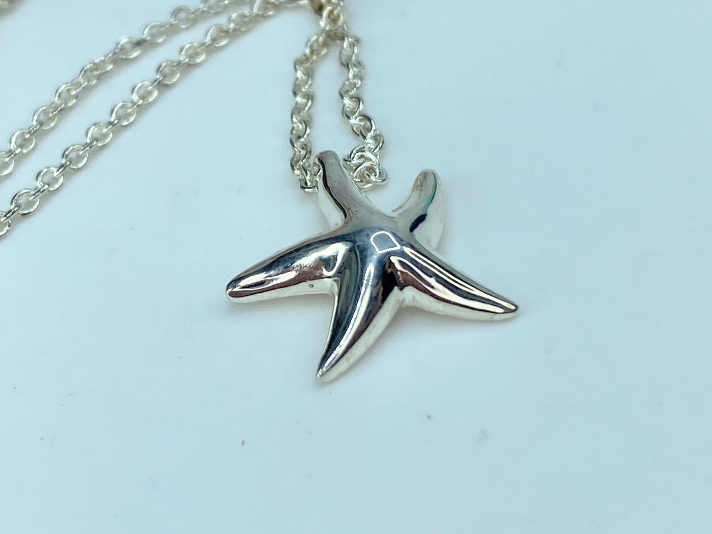 Tiffany & Co. Elsa Peretti Silver small  Starfish Pendant Necklace 16.5" JR9912