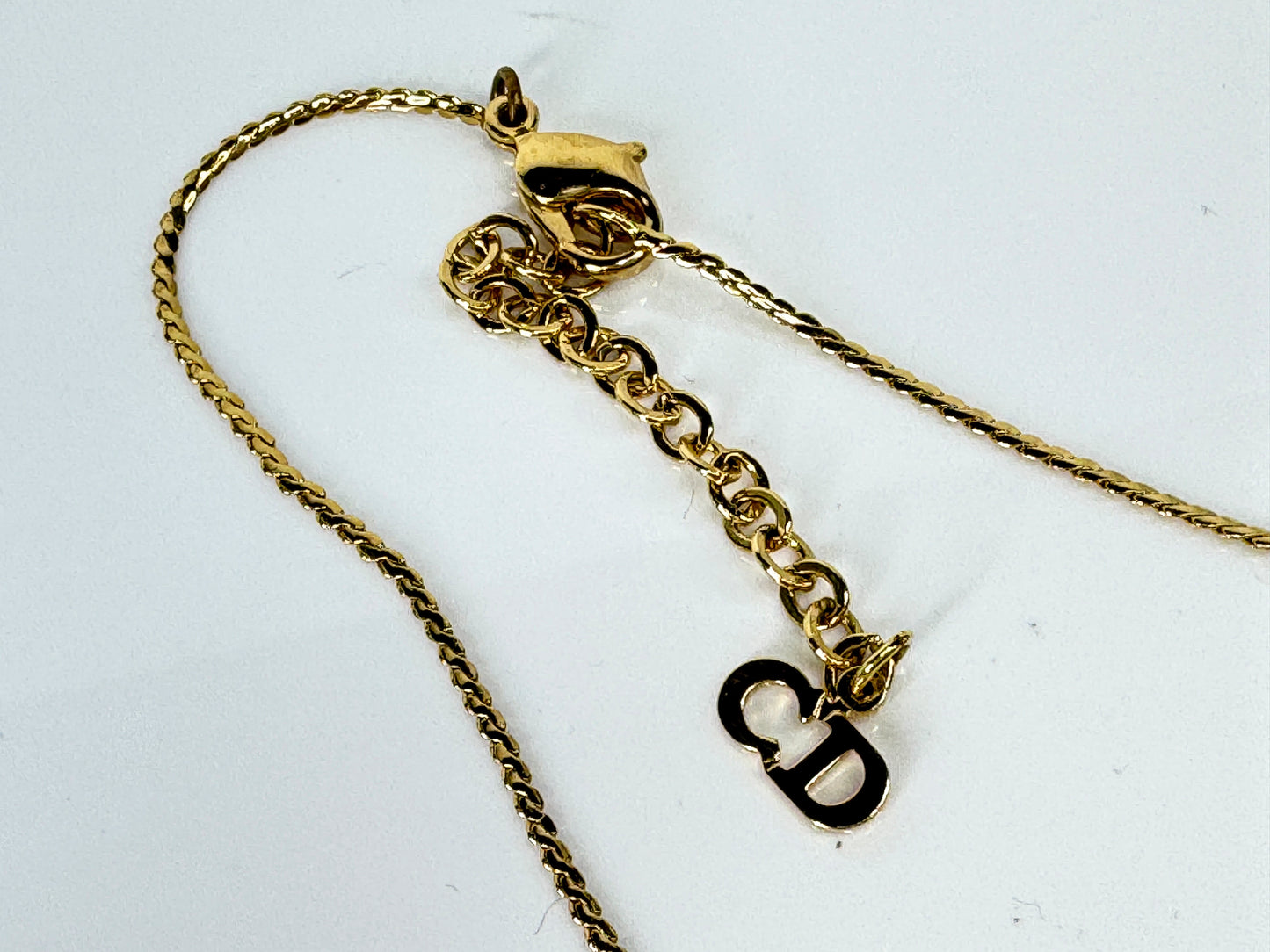 Vintage Christian Dior Gold Tone Green Crystal Necklace Earrings Excellent GS838
