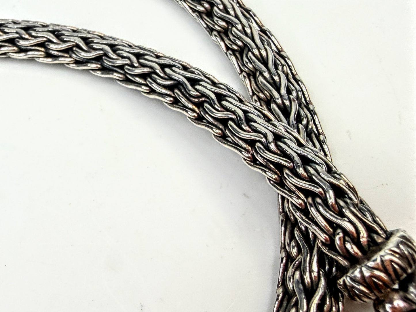Vintage Barbara Bixby Sterling 18K Gold Floral Wheat Chain Necklace 60g JR1582