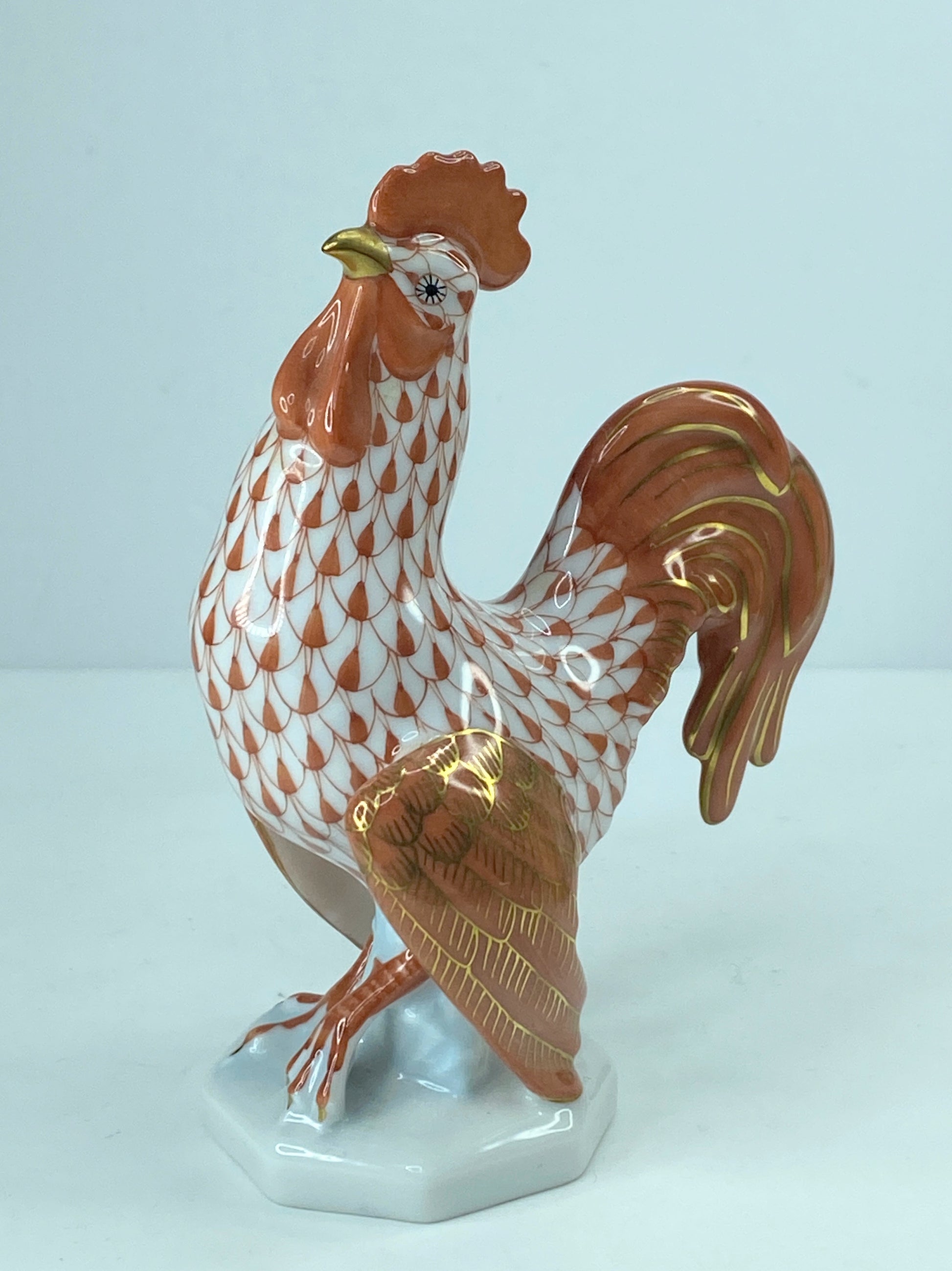 Herend Rooster 5031 Rust Fishnet Farmyard Collection A311