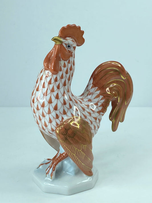 Herend Rooster 5031 Rust Fishnet Farmyard Collection A311