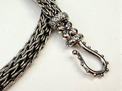 Vintage Barbara Bixby Sterling 18K Gold Floral Wheat Chain Necklace 60g JR1582