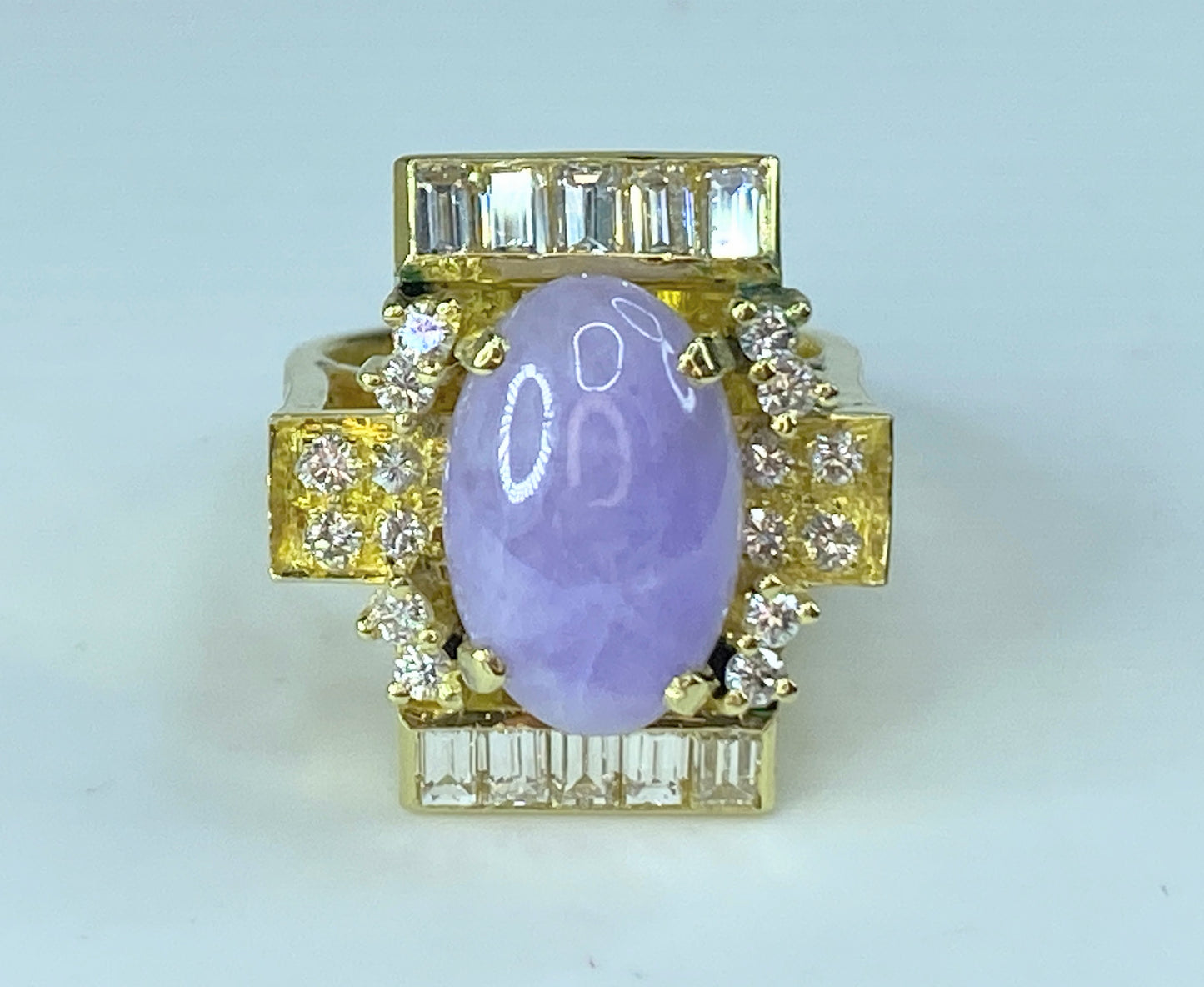 Mason-Kay Certified Natural Lavender Jadeite Diamond ring in 18K JR9257