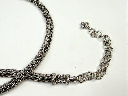 Vintage Barbara Bixby Sterling 18K Gold Floral Wheat Chain Necklace 60g JR1582