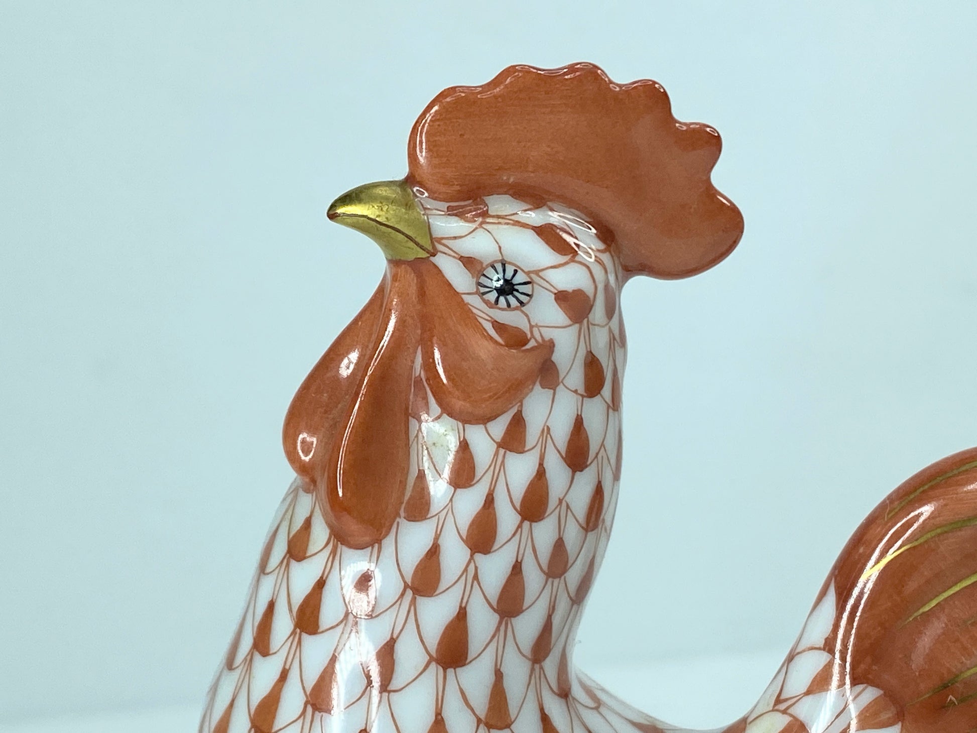 Herend Rooster 5031 Rust Fishnet Farmyard Collection A311