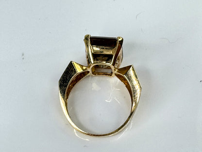 14K Gold Smoky Quartz Geometric Statement Ring Triple Shanks s7 4.9g JR1742