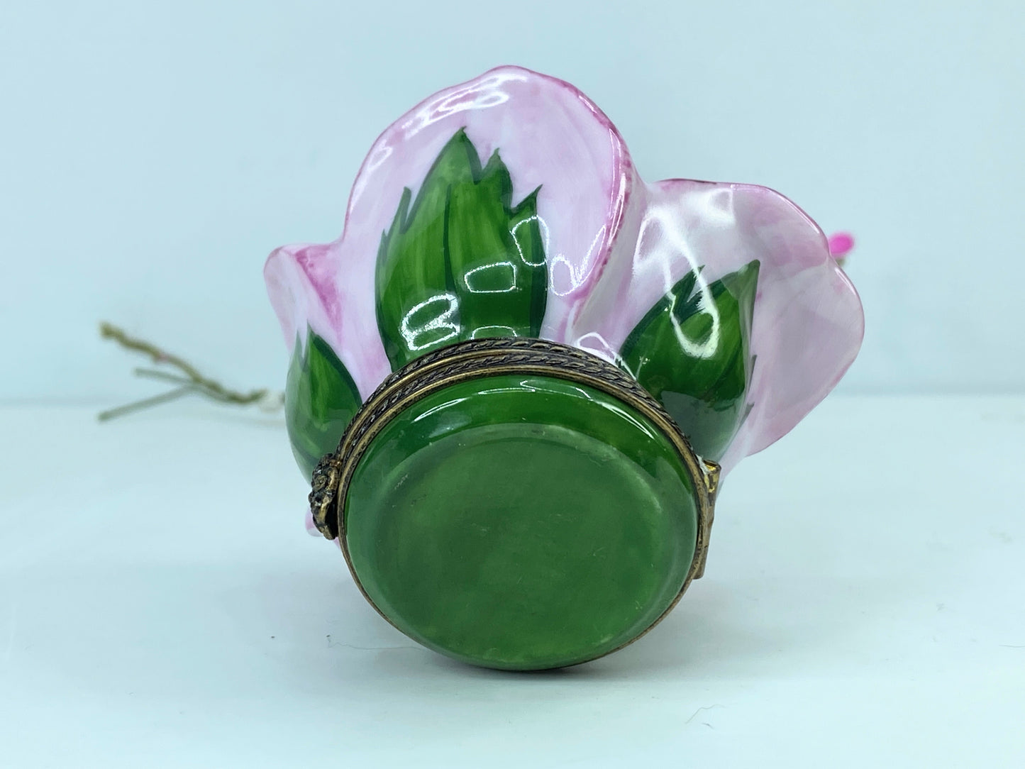 Ornate Signed BRC Limoges Peint Main Open Rose Bud Limoges trinket box A542