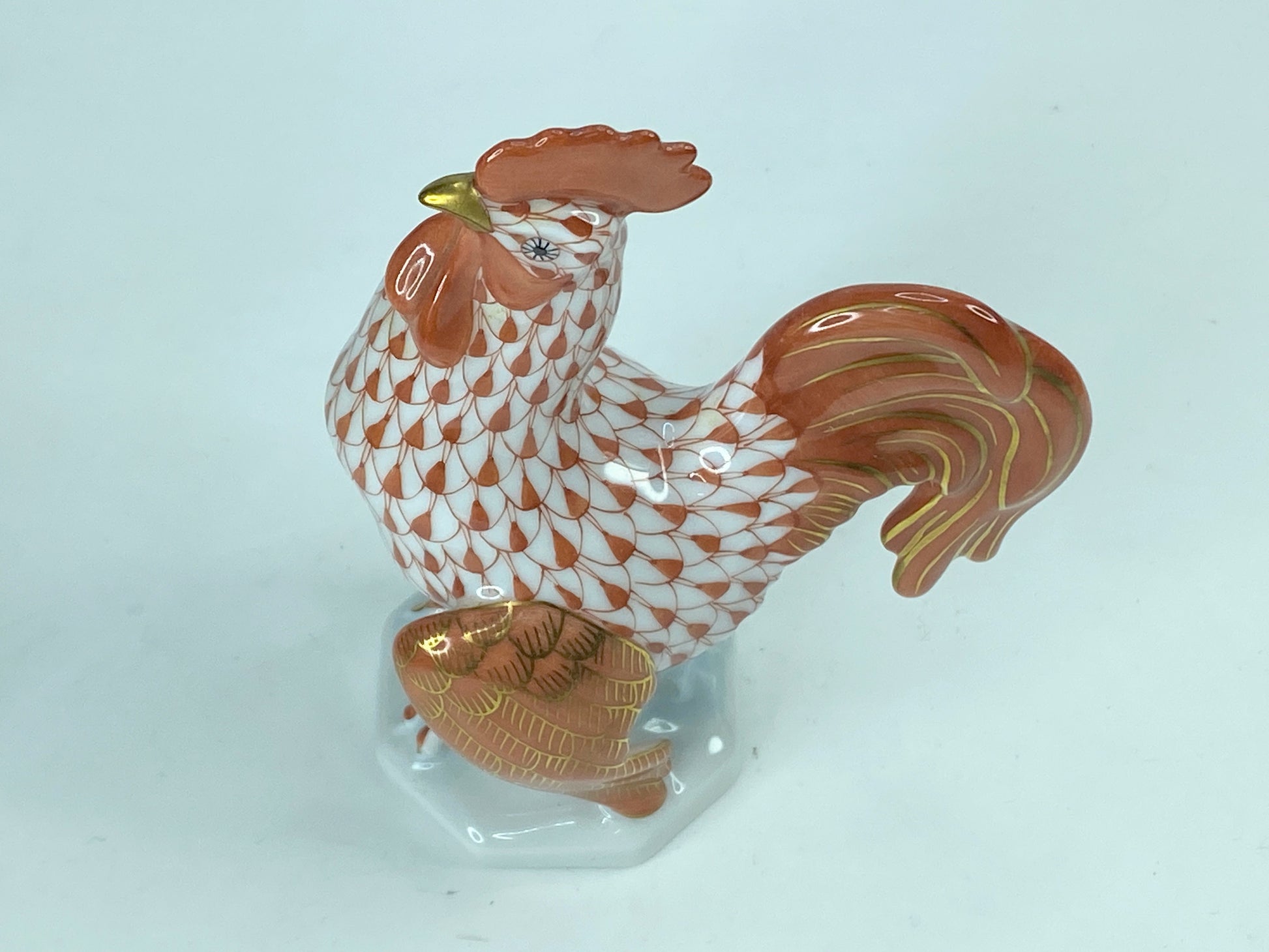 Herend Rooster 5031 Rust Fishnet Farmyard Collection A311