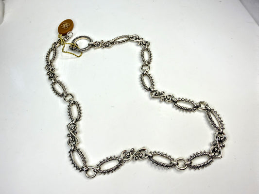 Vintage Barbara Bixby Sterling 18k Gold Ornate Link Necklace  54.4g 18"JR1584