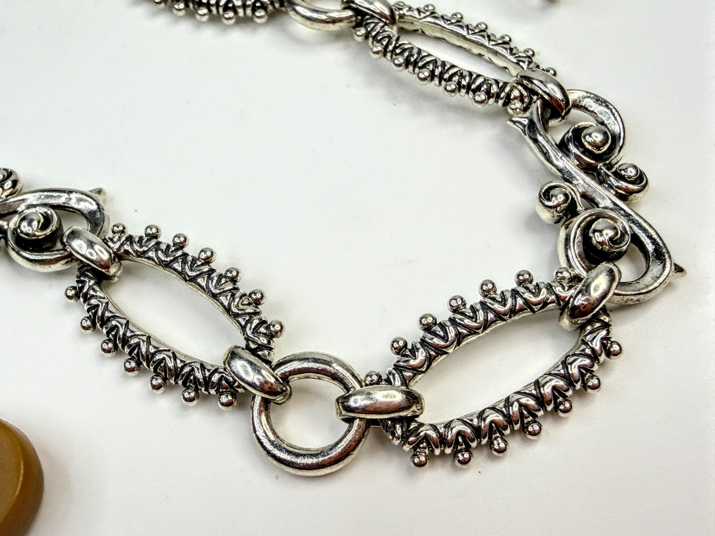 Vintage Barbara Bixby Sterling 18k Gold Ornate Link Necklace  54.4g 18"JR1584
