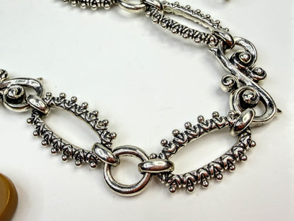 Vintage Barbara Bixby Sterling 18k Gold Ornate Link Necklace  54.4g 18"JR1584