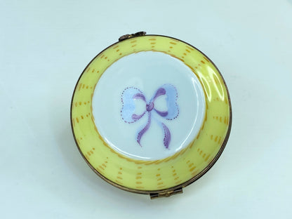 France  P.V Limoges Peint Main France Straw Hat Trinket A543