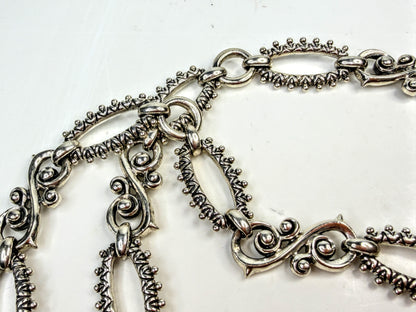 Vintage Barbara Bixby Sterling 18k Gold Ornate Link Necklace  54.4g 18"JR1584