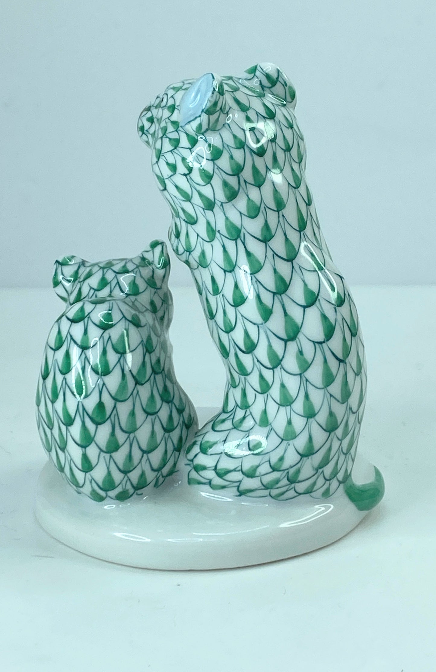Herend Hungary Porcelain Figure Of Two Mice green Fishnet A313