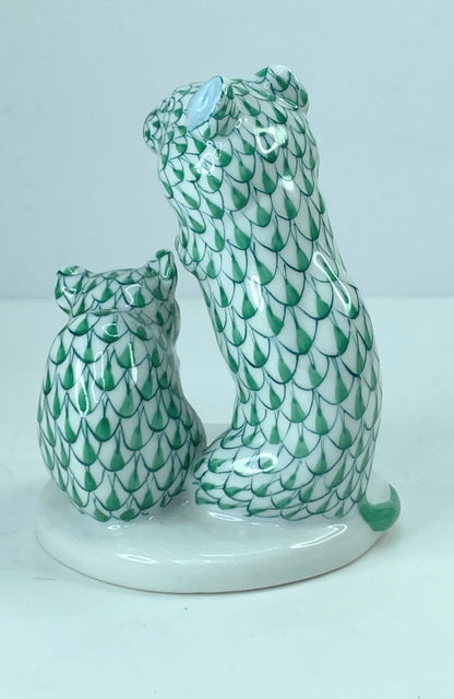 Herend Hungary Porcelain Figure Of Two Mice green Fishnet A313