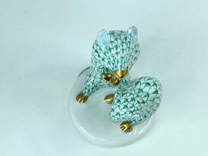 Herend Hungary Porcelain Figure Of Two Mice green Fishnet A313