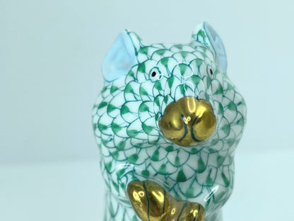Herend Hungary Porcelain Figure Of Two Mice green Fishnet A313