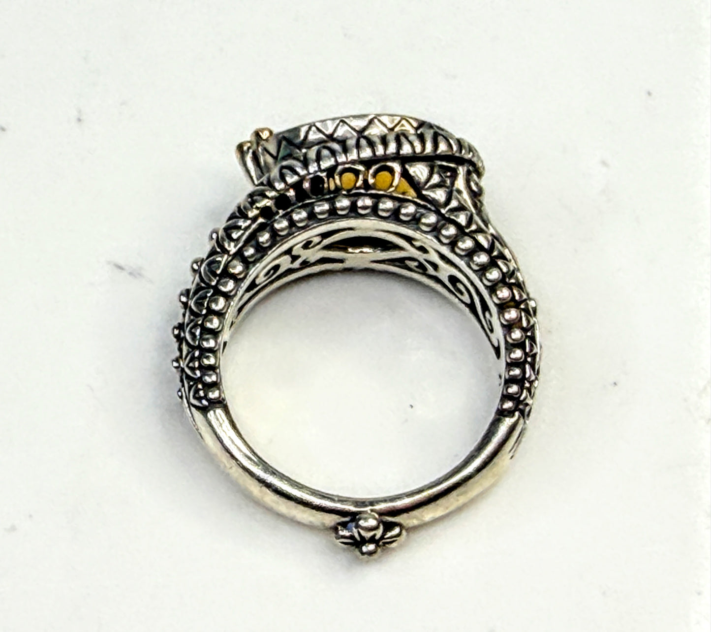 Vintage Barbara Bixby Orange Citrine Sterling 18K Gold Floral Ring JR1586