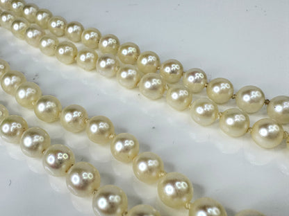 Mid Century Double Strand Pearl 14K White Gold filigree Necklace  33g JR1746