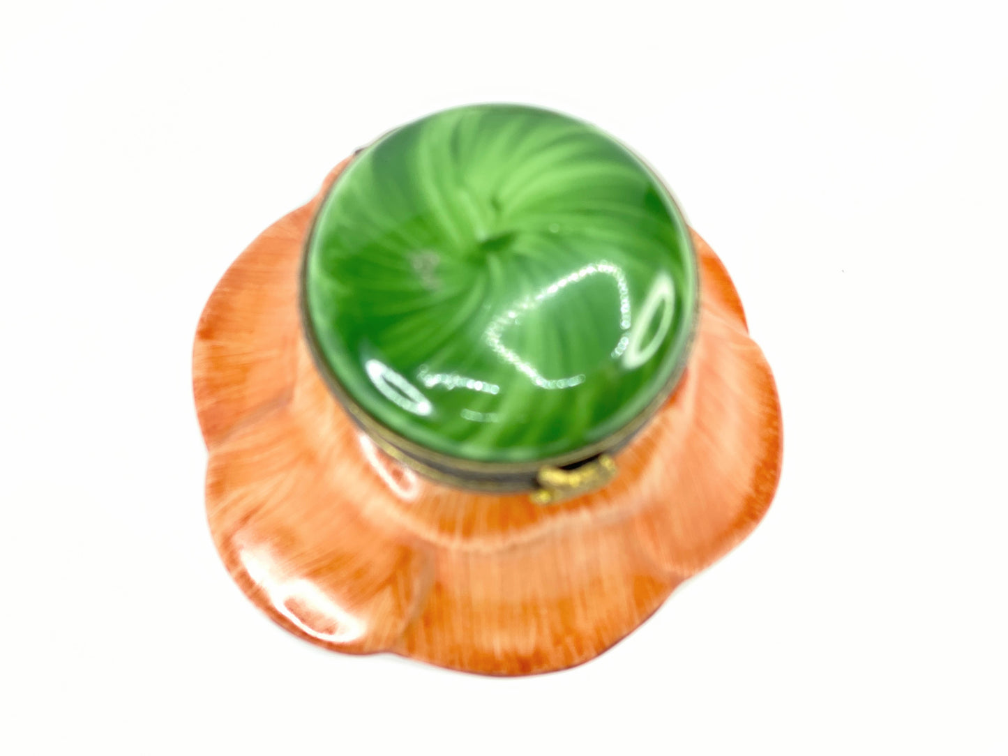 France Limoges Vibrant Orange Flower Box for Nature Lovers signed A545