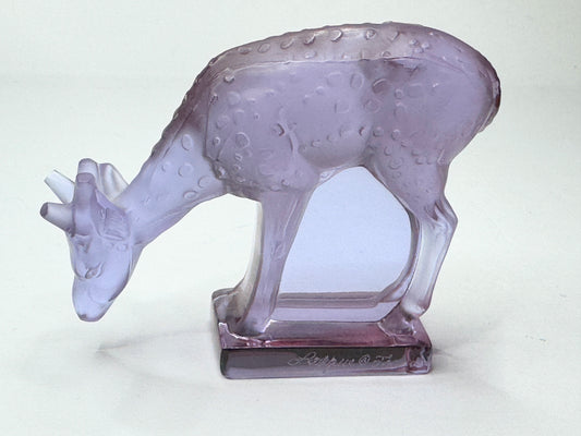Lalique Lyric violet hue Frosted Crystal Deer Figurine 3.0" A474