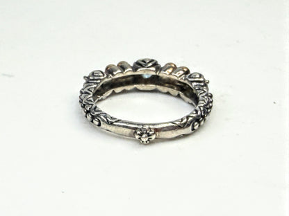 Vintage Barbara Bixby Sterling 18K Blue Topaz Floral stackable Ring S6 JR1587