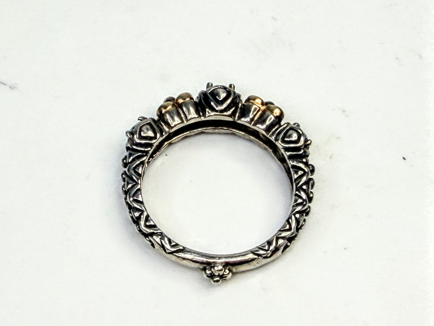 Vintage Barbara Bixby Sterling 18K Blue Topaz Floral stackable Ring S6 JR1587