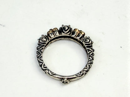 Vintage Barbara Bixby Sterling 18K Blue Topaz Floral stackable Ring S6 JR1587
