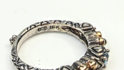 Vintage Barbara Bixby Sterling 18K Blue Topaz Floral stackable Ring S6 JR1587