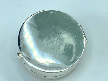 Vintage sterling silver 925 embossed round hinged pill box 1 3/8" 14.1g SS55