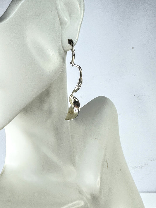 Tiffany & Co. Frank Gehry Sterling Silver Torque Drop Earrings 1 7/8" JR1748