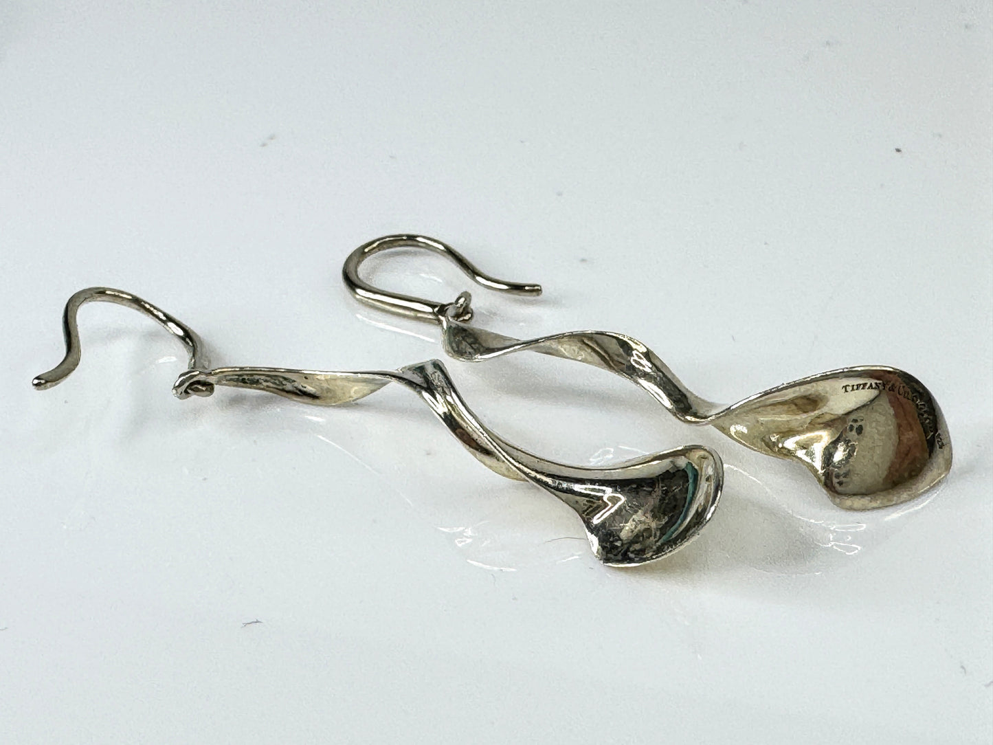 Tiffany & Co. Frank Gehry Sterling Silver Torque Drop Earrings 1 7/8" JR1748