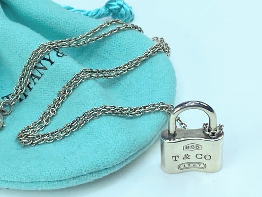 Tiffany & Co Sterling 1837 Collection Signature Padlock Charm Pendant 16" JR9904