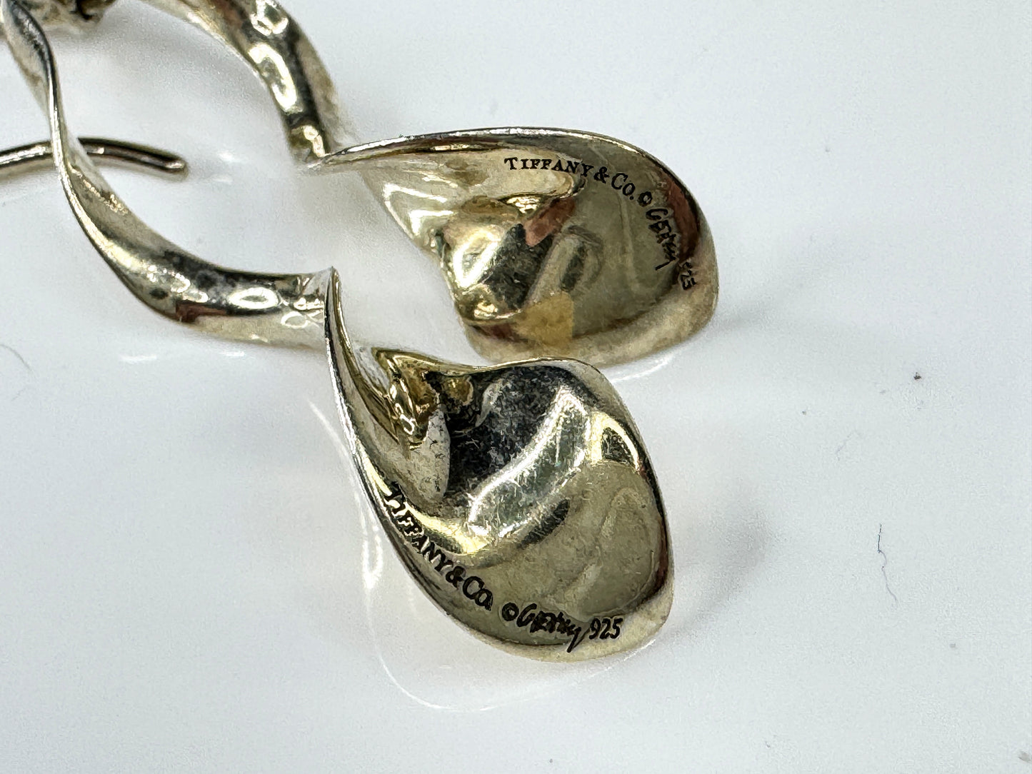 Tiffany & Co. Frank Gehry Sterling Silver Torque Drop Earrings 1 7/8" JR1748