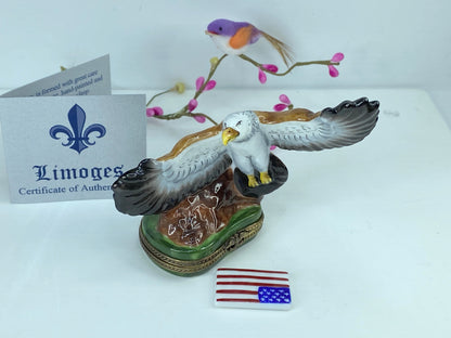 France Limoges Limited Edition God Bless America Flying Eagle trinket A548