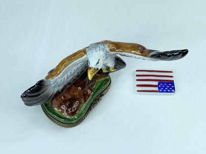 France Limoges Limited Edition God Bless America Flying Eagle trinket A548