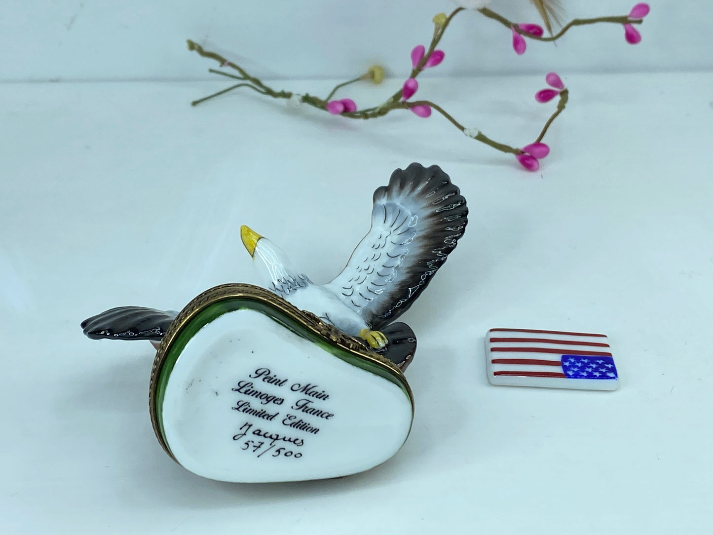 France Limoges Limited Edition God Bless America Flying Eagle trinket A548