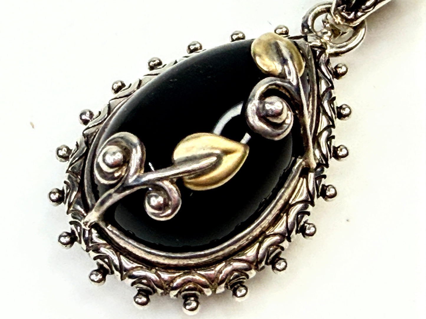 Barbara Bixby 18k Gold & Sterling Black Onyx Vine Leaf Pendant EnhancerJR1590