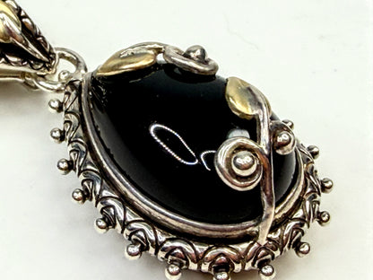 Barbara Bixby 18k Gold & Sterling Black Onyx Vine Leaf Pendant EnhancerJR1590
