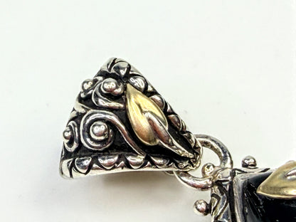Barbara Bixby 18k Gold & Sterling Black Onyx Vine Leaf Pendant EnhancerJR1590