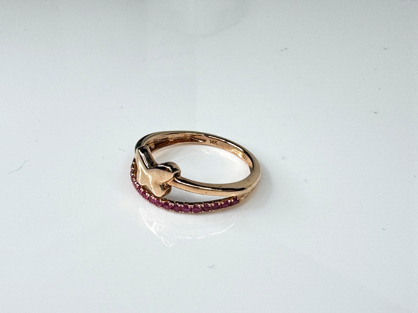 14K Rose Gold Ruby Solitaire Statement Ring  s7 2.6g JR1750