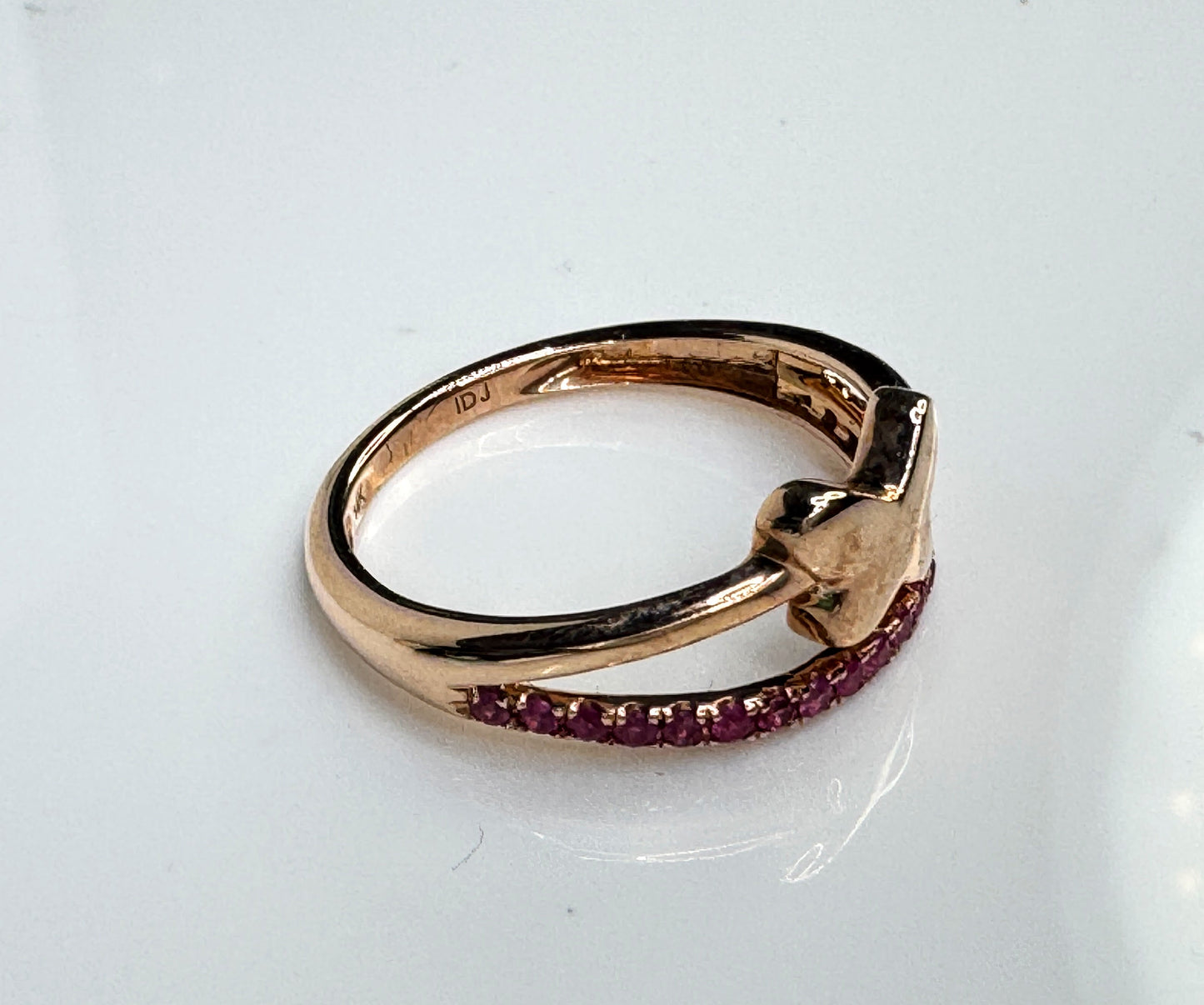 14K Rose Gold Ruby Solitaire Statement Ring  s7 2.6g JR1750