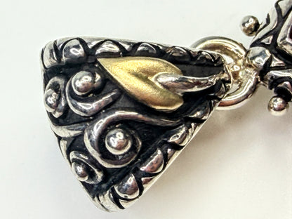 Vintage Barbara Bixby Carnelian 18K Sterling Silver Vine Drop Pendant JR1591