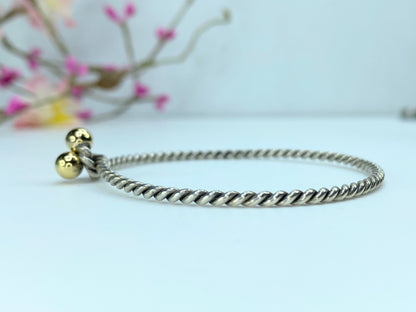 Tiffany & Co. 18ct Yellow Gold Sterling Twisted rope Hook Wire Bracelet JR9834