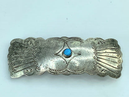 Sterling Silver Turquoise Hair Barrette Navajo Hair Clip Bow Barrette 3.25" SS59