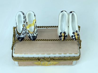 Designer Paris Shoe Case with Two Pairs of Shoes Limoges Box (Retired) A549