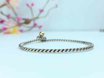 Tiffany & Co. 18ct Yellow Gold Sterling Twisted rope Hook Wire Bracelet JR9834