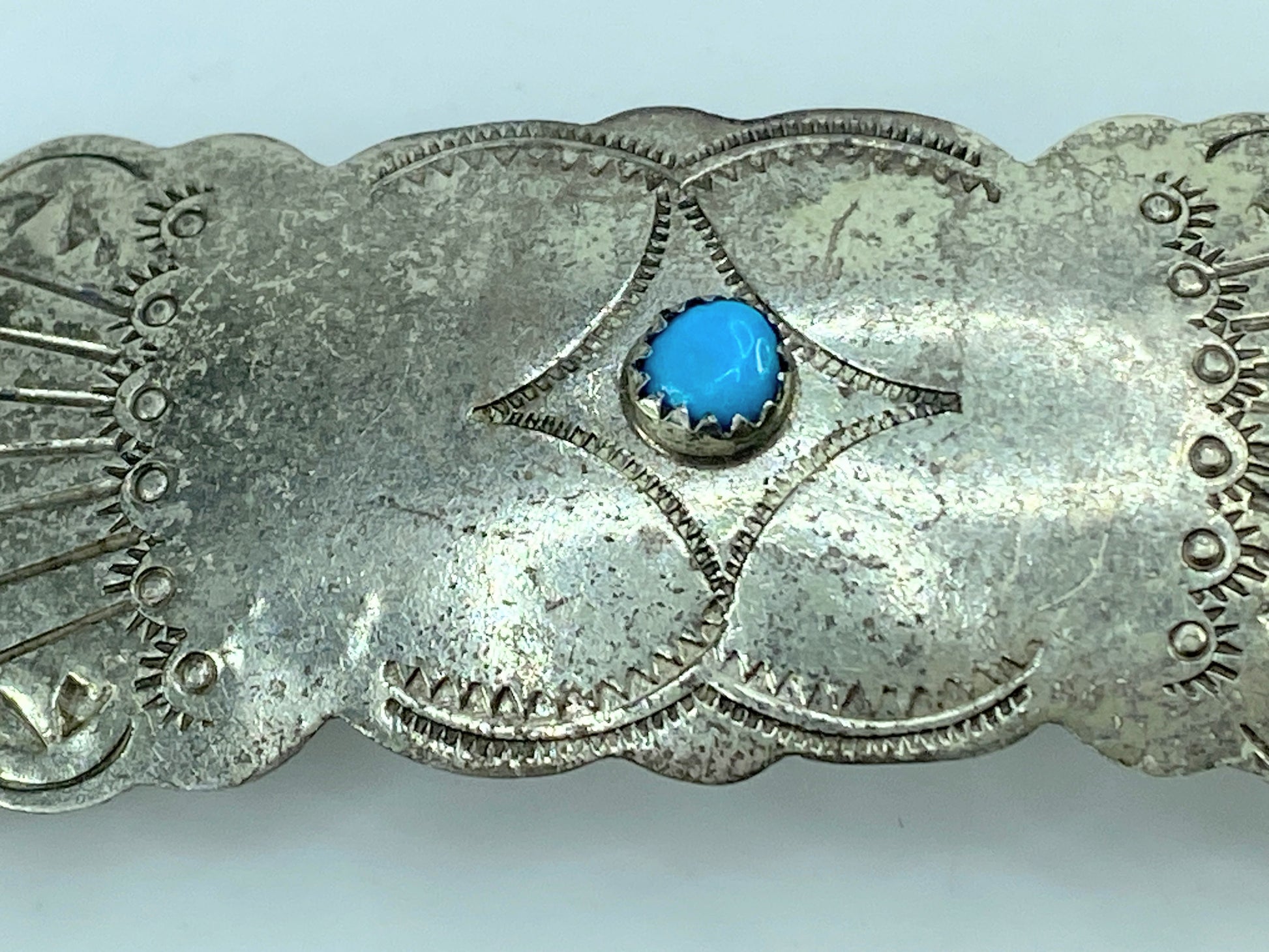 Sterling Silver Turquoise Hair Barrette Navajo Hair Clip Bow Barrette 3.25" SS59