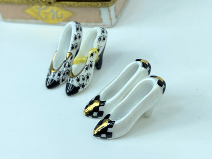 Designer Paris Shoe Case with Two Pairs of Shoes Limoges Box (Retired) A549